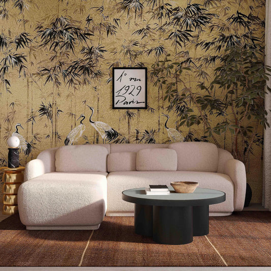 Misty Boucle Sectional by TOV Furniture in cream. Made from boucle, plywood in a transitional style.