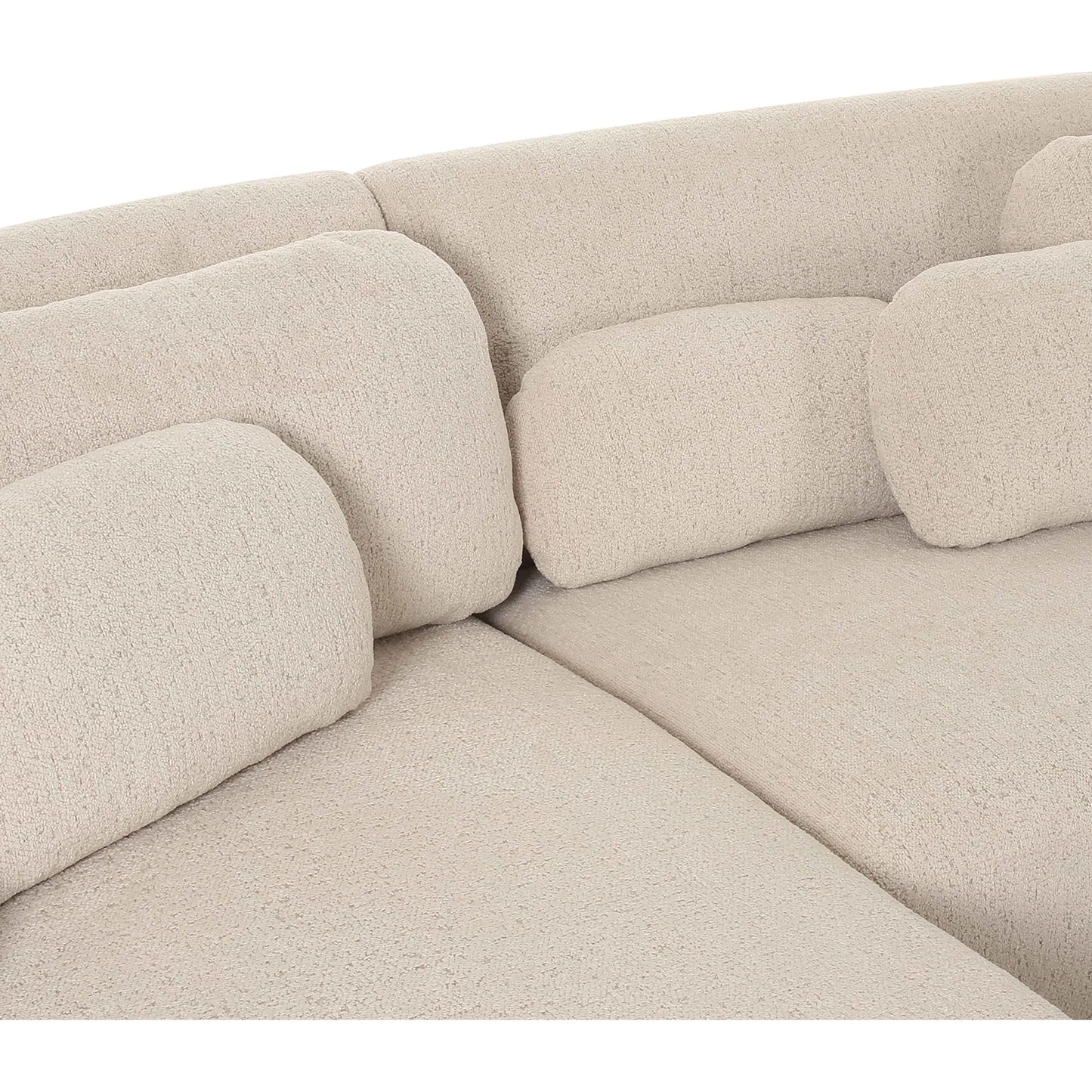 013 SI-2248376 | Closeup | Misty Boucle Sectional by TOV Furniture in cream. Made from boucle, plywood in a transitional style.