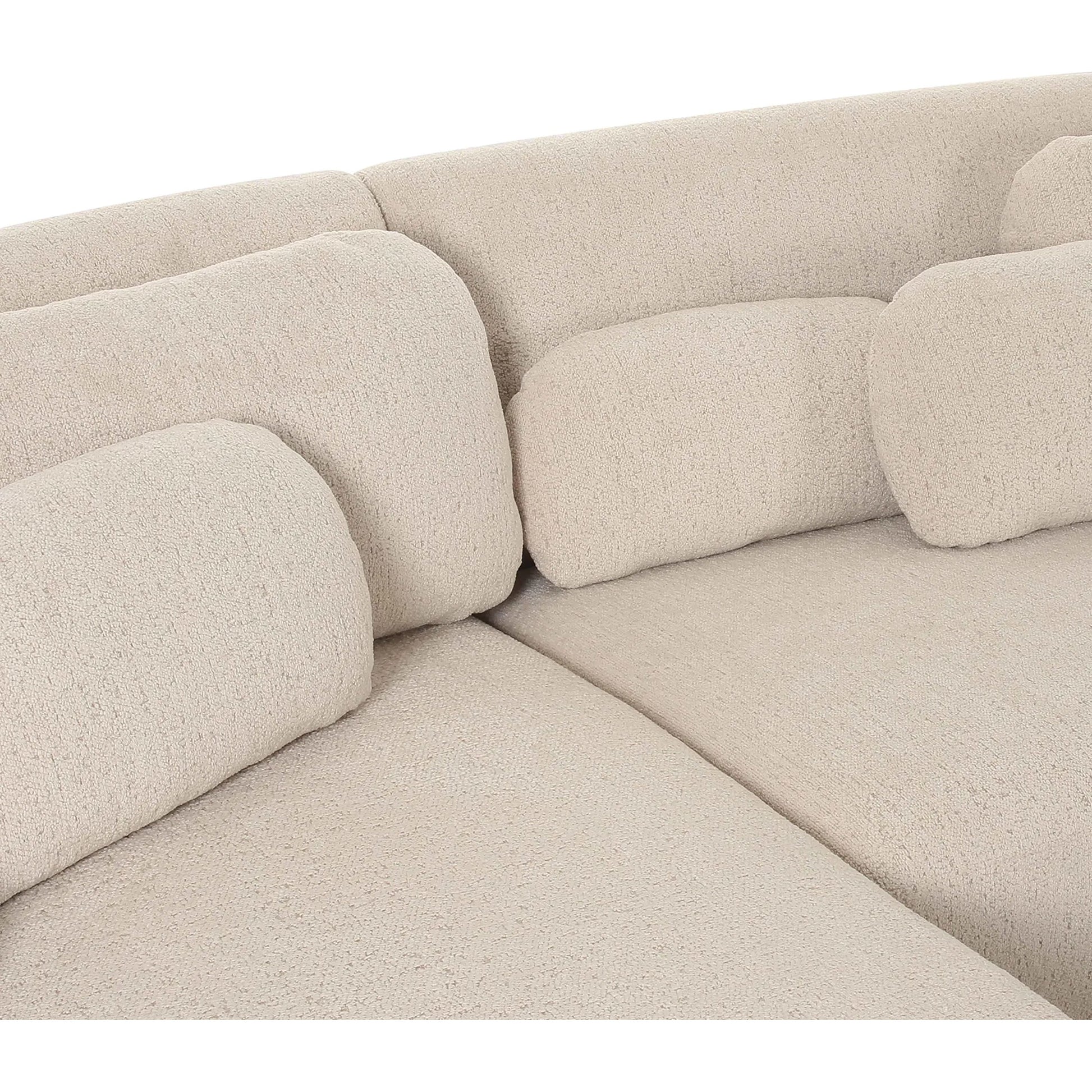 Misty Boucle Sectional by TOV Furniture in cream. Made from boucle, plywood in a transitional style.