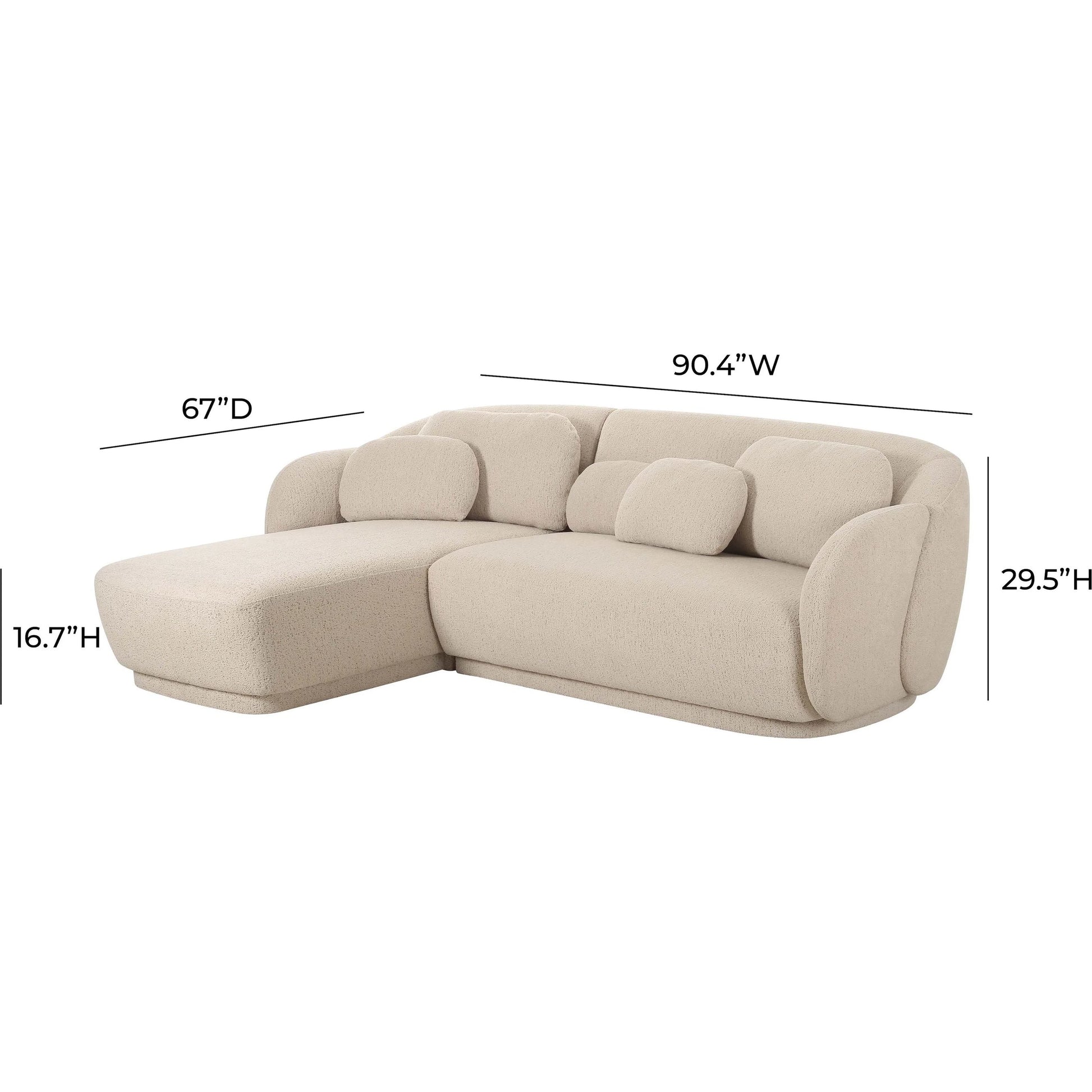 Misty Boucle Sectional by TOV Furniture in cream. Made from boucle, plywood in a transitional style.