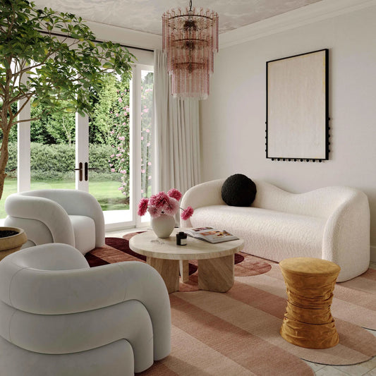 Leonie Faux Shearling 84" Sofa by TOV Furniture in beige. Made from faux shearling, wood in a modern style.