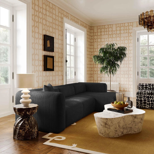 Tarra Fluffy Oversized Corduroy Modular RAF Chaise by TOV Furniture. Made from corduroy, wood in a unique style.