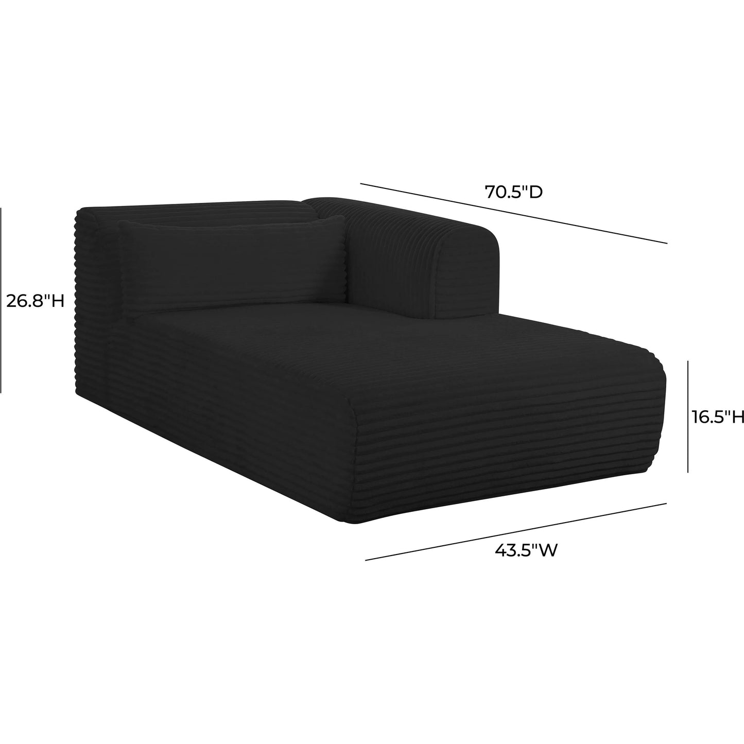 010 SI-2248526 | Additional Silo | Tarra Fluffy Oversized Corduroy Modular RAF Chaise by TOV Furniture. Made from corduroy, wood in a transitional style.