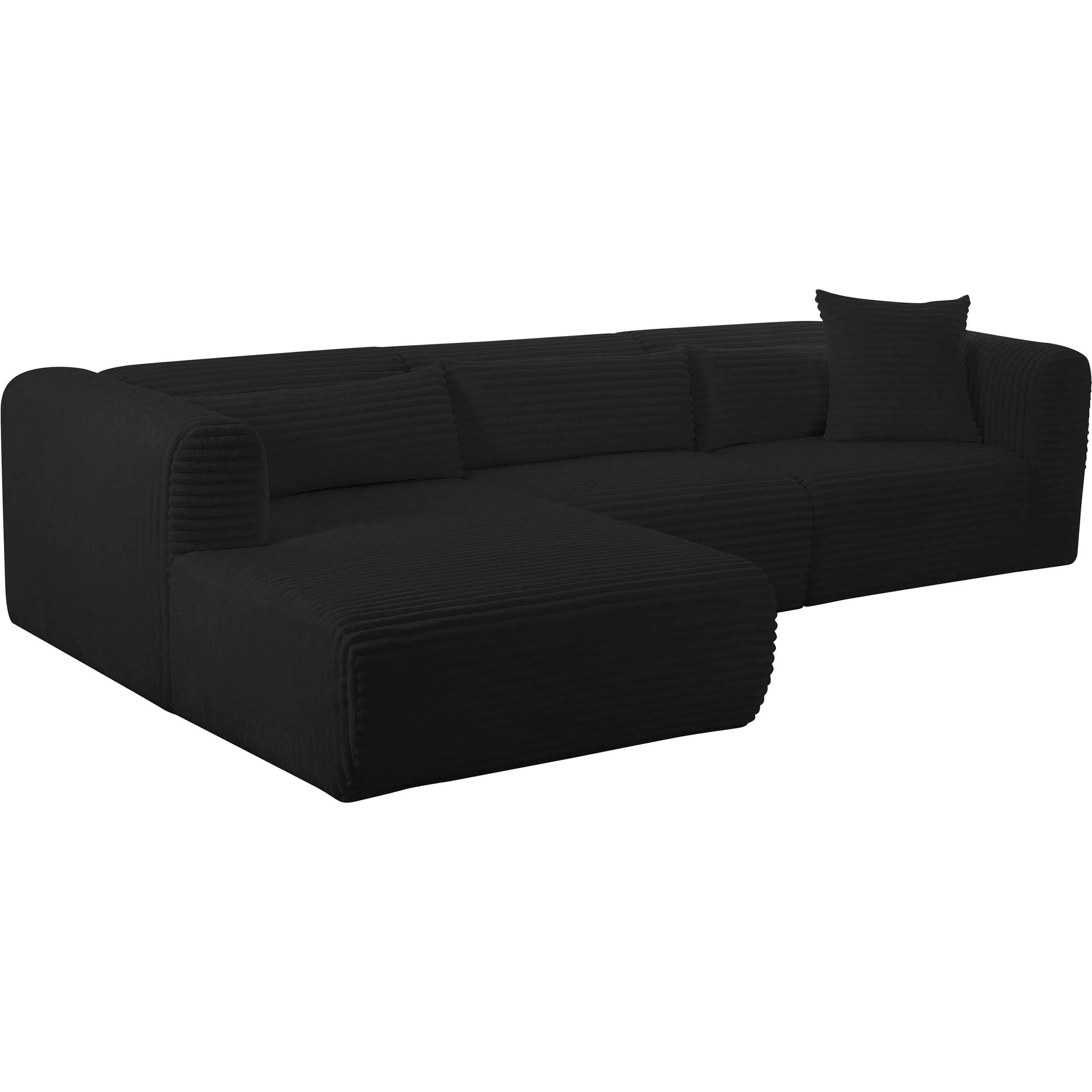 Tarra Fluffy Oversized Corduroy Modular LAF Sectional by TOV Furniture. Made from corduroy, wood in a transitional style.