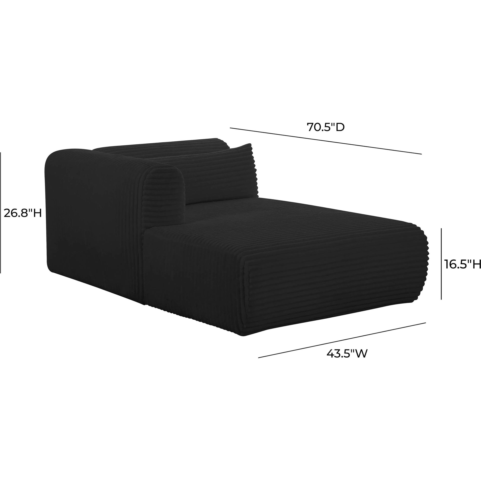 Tarra Fluffy Oversized Corduroy Modular LAF Chaise by TOV Furniture. Made from corduroy, wood in a transitional style.