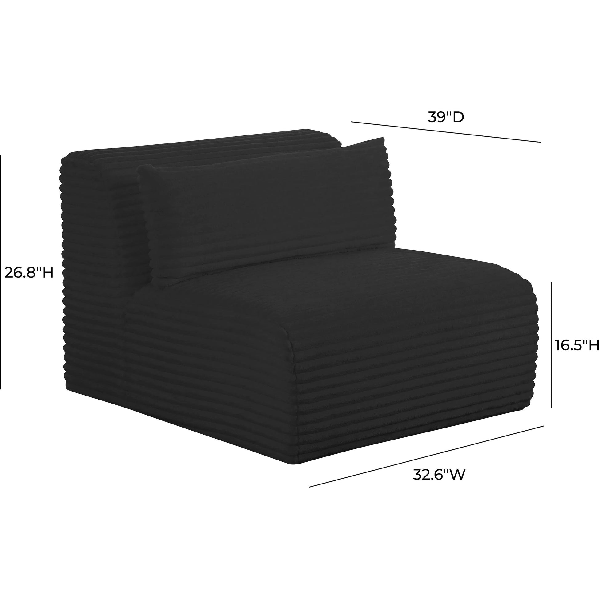 Tarra Fluffy Oversized Corduroy Modular Armless Chair by TOV Furniture. Made from unique in a transitional style.