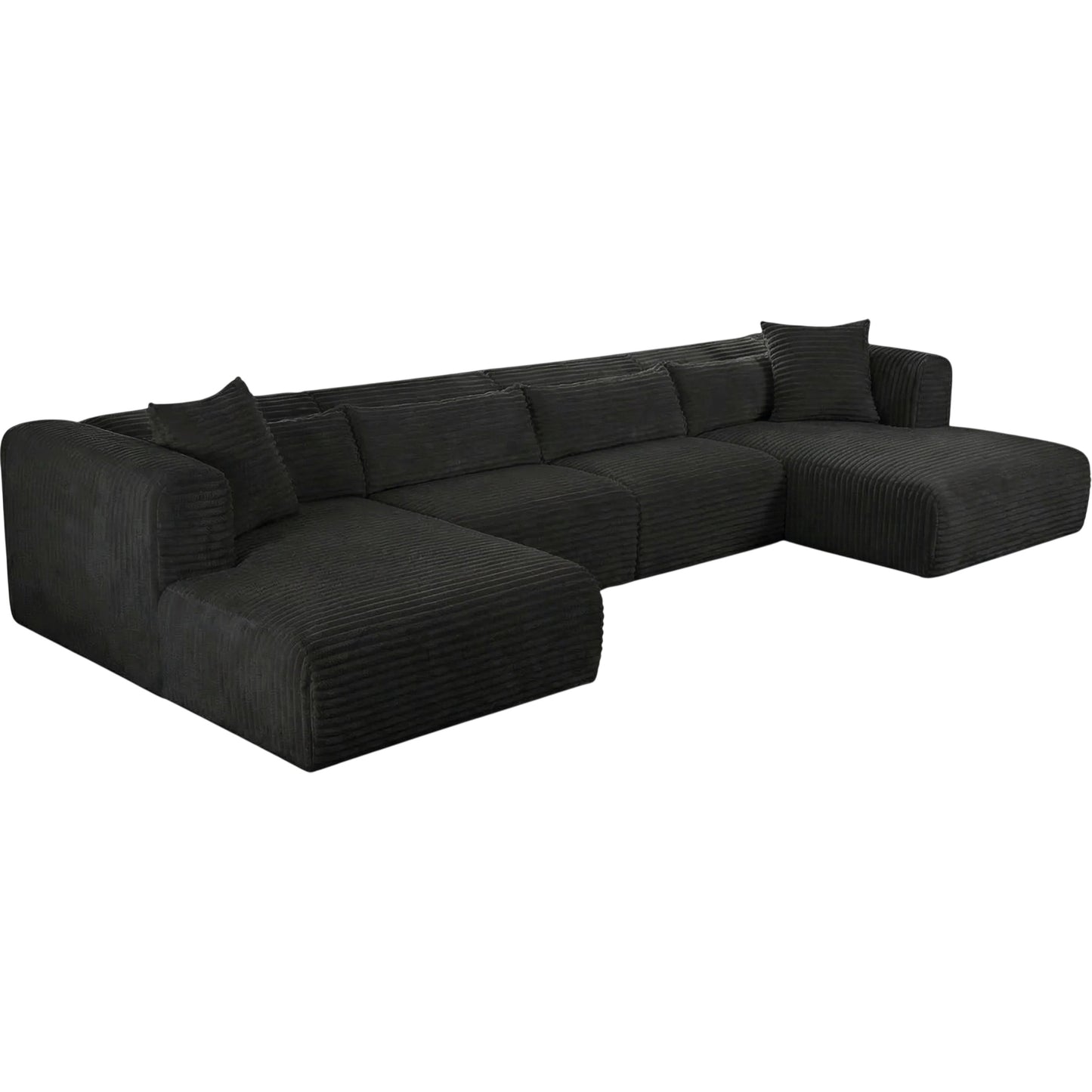 006 SI-2532704 | Primary Silo | Tarra 4-Piece Fluffy Oversized Performance Modular U-Sectional by TOV Furniture. Made from corduroy, wood in a unique style.