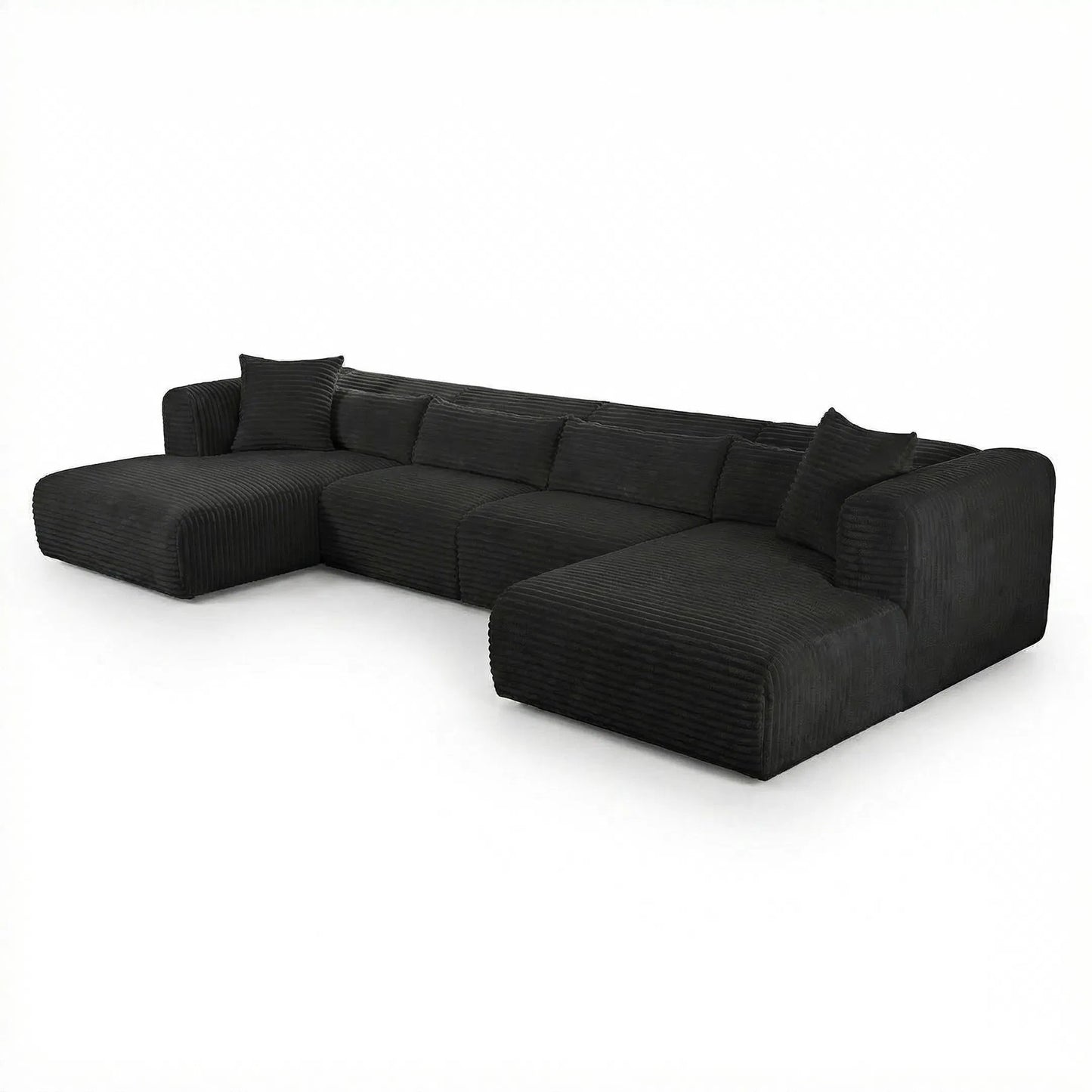 007 SI-2532704 | Additional Silo | Tarra 4-Piece Fluffy Oversized Performance Modular U-Sectional by TOV Furniture. Made from corduroy, wood in a unique style.