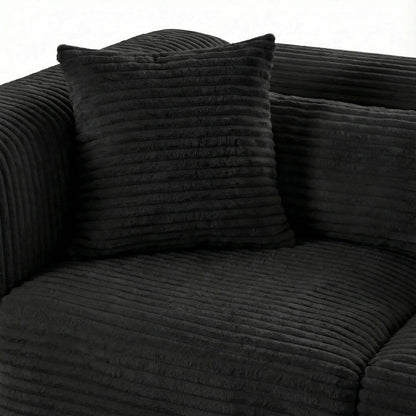 Tarra 4-Piece Fluffy Oversized Performance Modular U-Sectional by TOV Furniture. Made from corduroy, wood in a unique style.