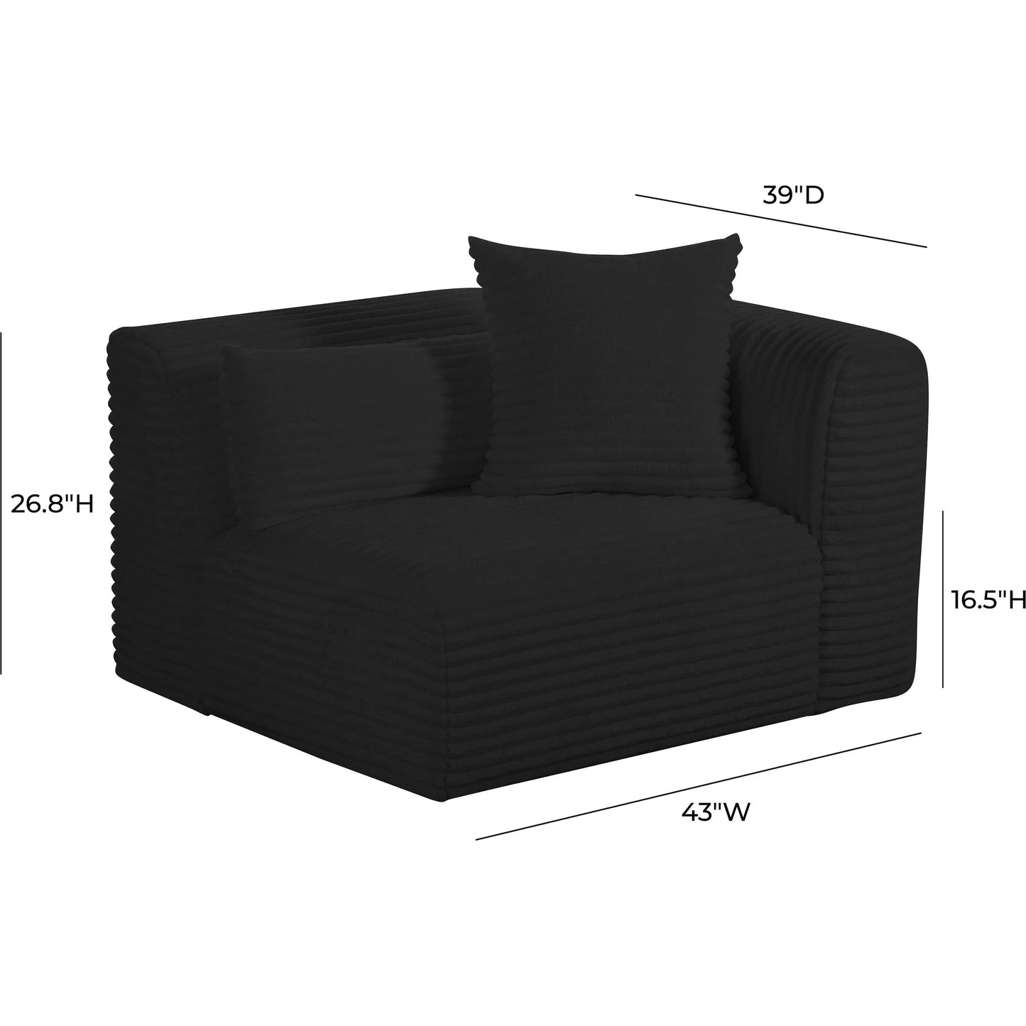 009 SI-2248528 | Additional Silo | Tarra Fluffy Oversized Corduroy Modular RAF Corner Chair by TOV Furniture. Made from corduroy, wood in a transitional style.