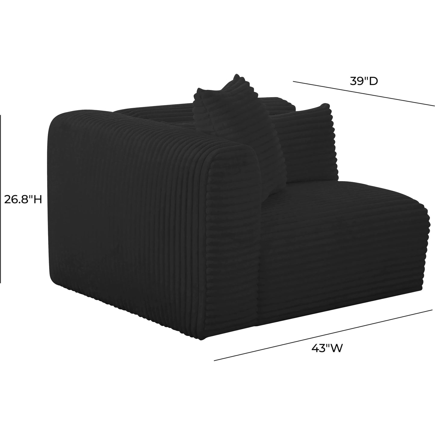 009 SI-2248520 | Additional Silo | Tarra Fluffy Oversized Corduroy Modular LAF Corner Chair by TOV Furniture. Made from corduroy, wood in a transitional style.