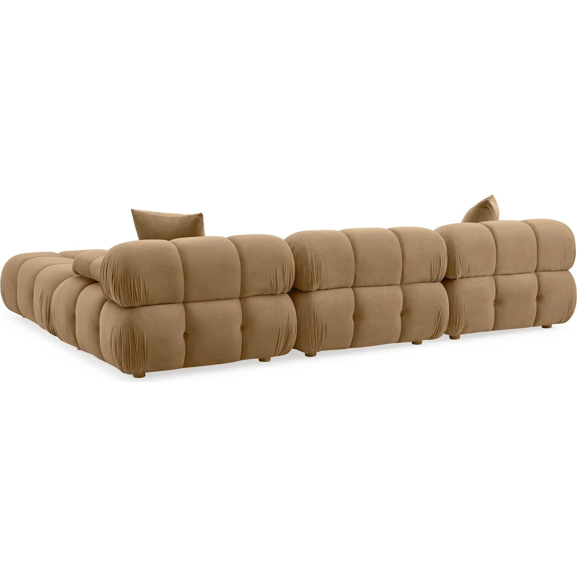 Calliope Performance Velvet 4-Piece Modular Sectional by TOV Furniture in cafe au lait. Made from plywood, velvet, wood in a transitional style.