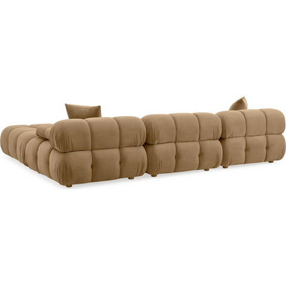 Calliope Performance Velvet 4-Piece Modular Sectional by TOV Furniture in cafe au lait. Made from plywood, velvet, wood in a transitional style.