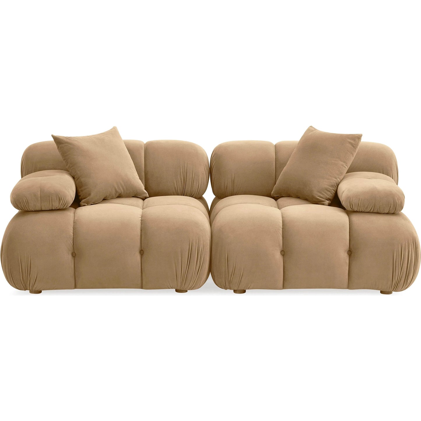 002 SI-2248176 | Additional Silo | Calliope Performance Velvet Modular Loveseat by TOV Furniture in cafe au lait. Made from plywood, velvet, wood in a transitional style.