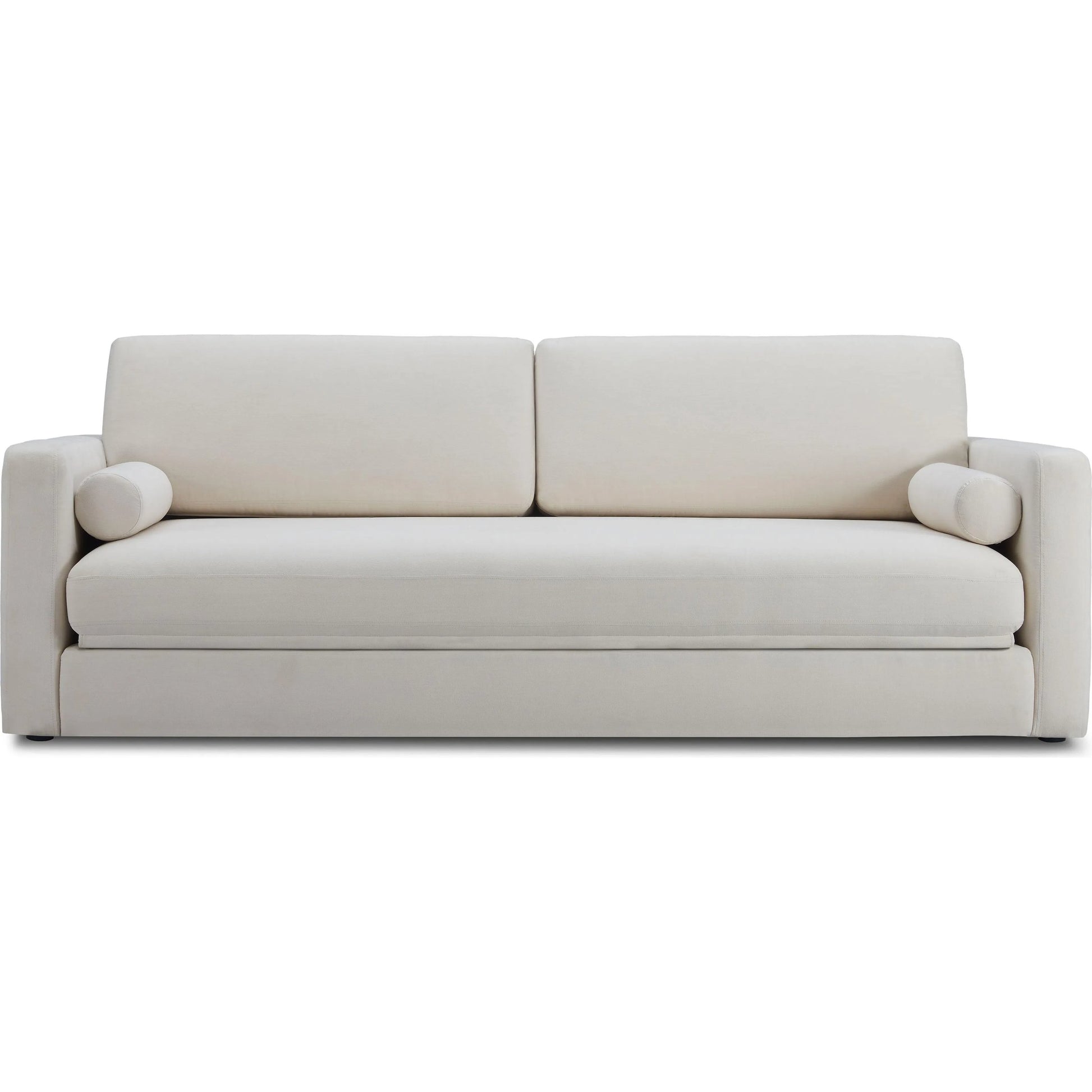 Ryan Upcycled Linen Sofa Bed by TOV Furniture in cream. Made from plywood, recycled fabric, wood in a unique style.