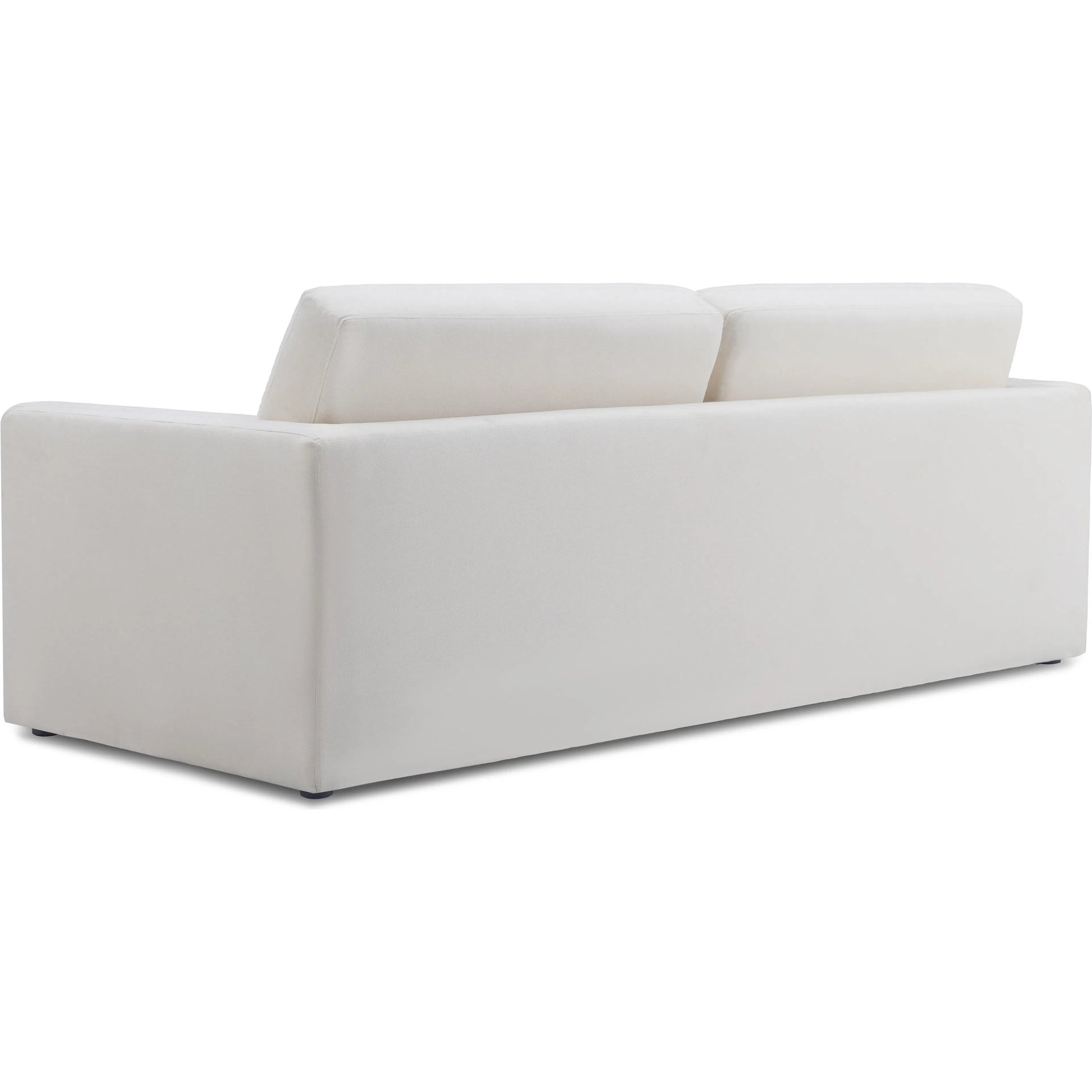 Ryan Upcycled Linen Sofa Bed by TOV Furniture in cream. Made from plywood, recycled fabric, wood in a unique style.
