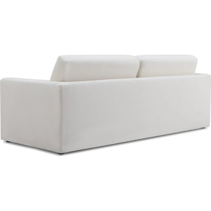 Ryan Upcycled Linen Sofa Bed by TOV Furniture in cream. Made from plywood, recycled fabric, wood in a unique style.