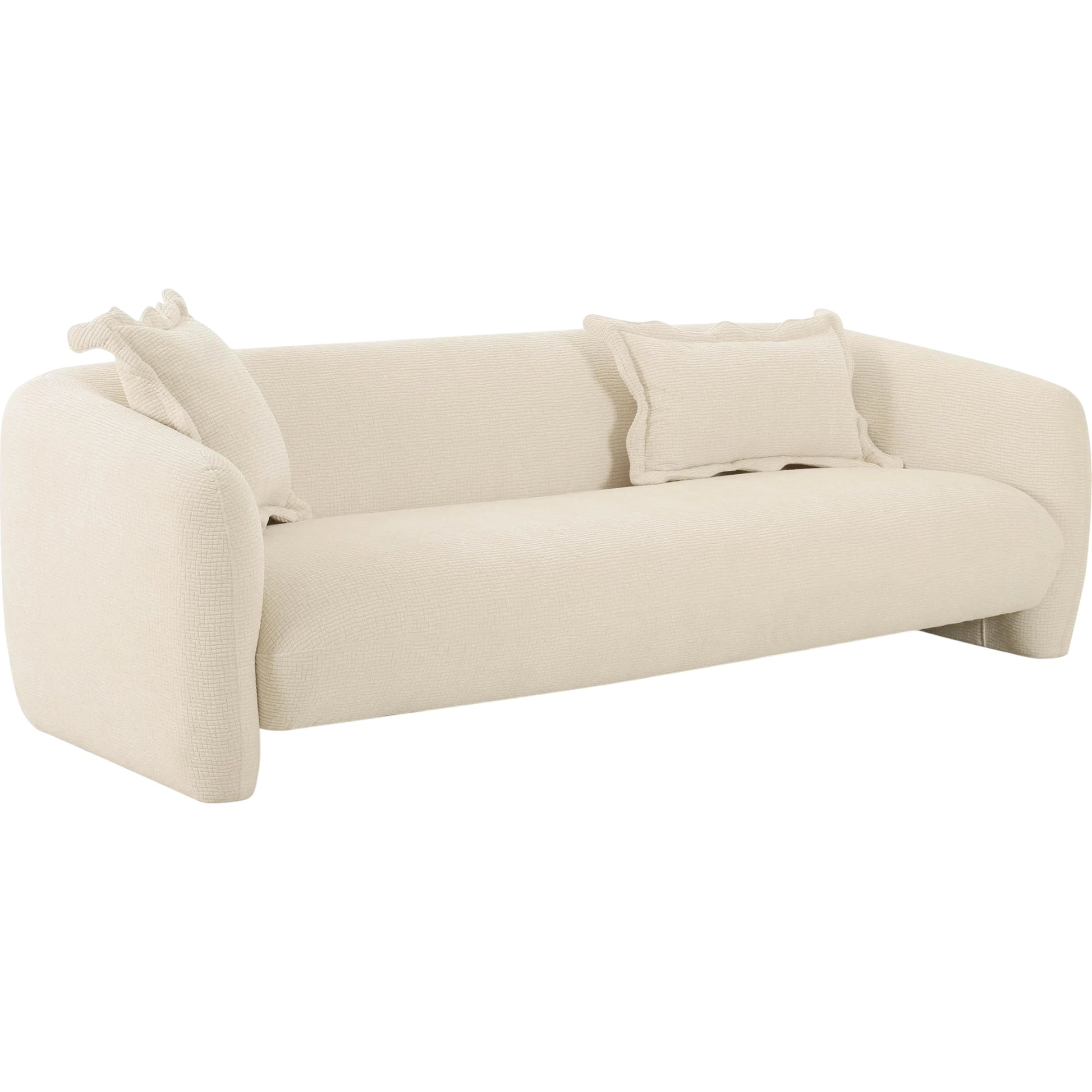 Lou Textured Fabric Sofa by TOV Furniture in sandstone. Made from fabric, plywood in a transitional style.