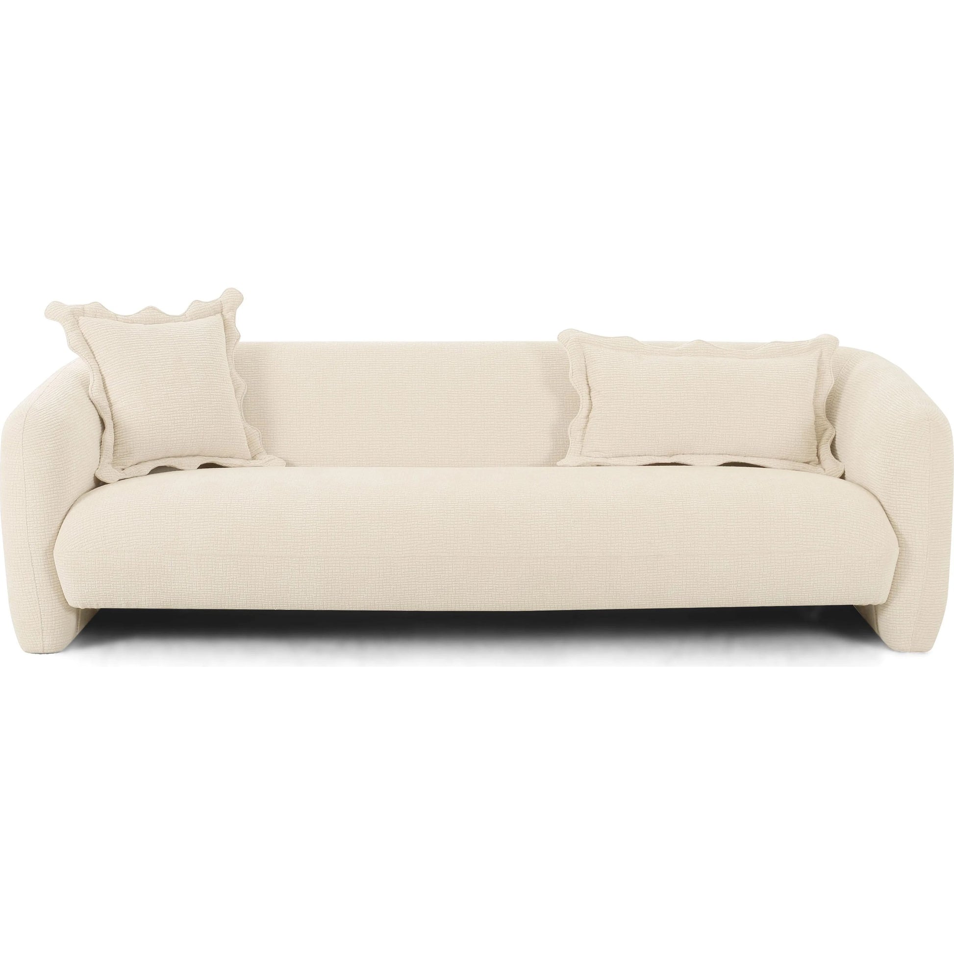 Lou Textured Fabric Sofa by TOV Furniture in sandstone. Made from fabric, plywood in a transitional style.