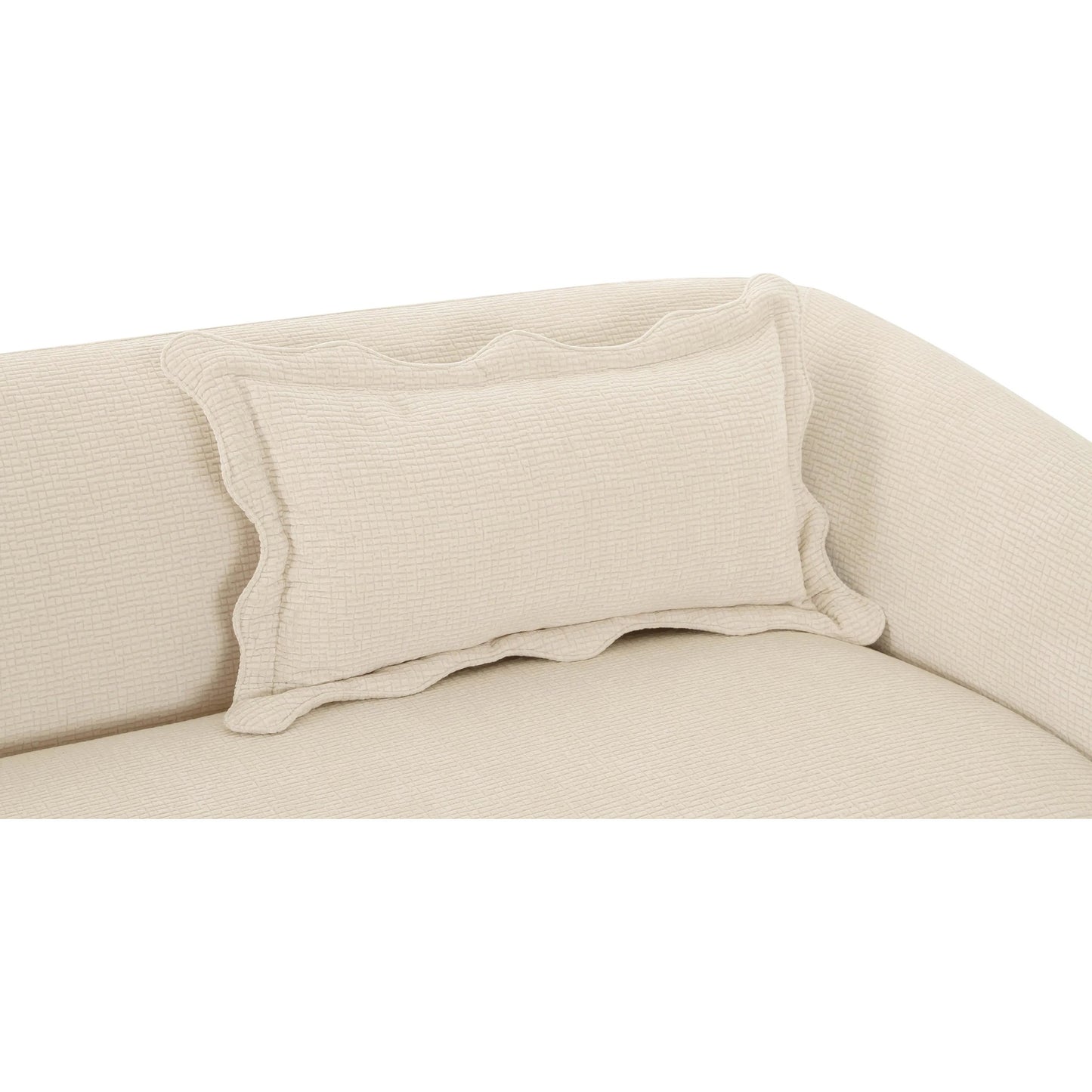 005 SI-2320949 | Closeup | Lou Textured Fabric Sofa by TOV Furniture in sandstone. Made from fabric, plywood in a transitional style.