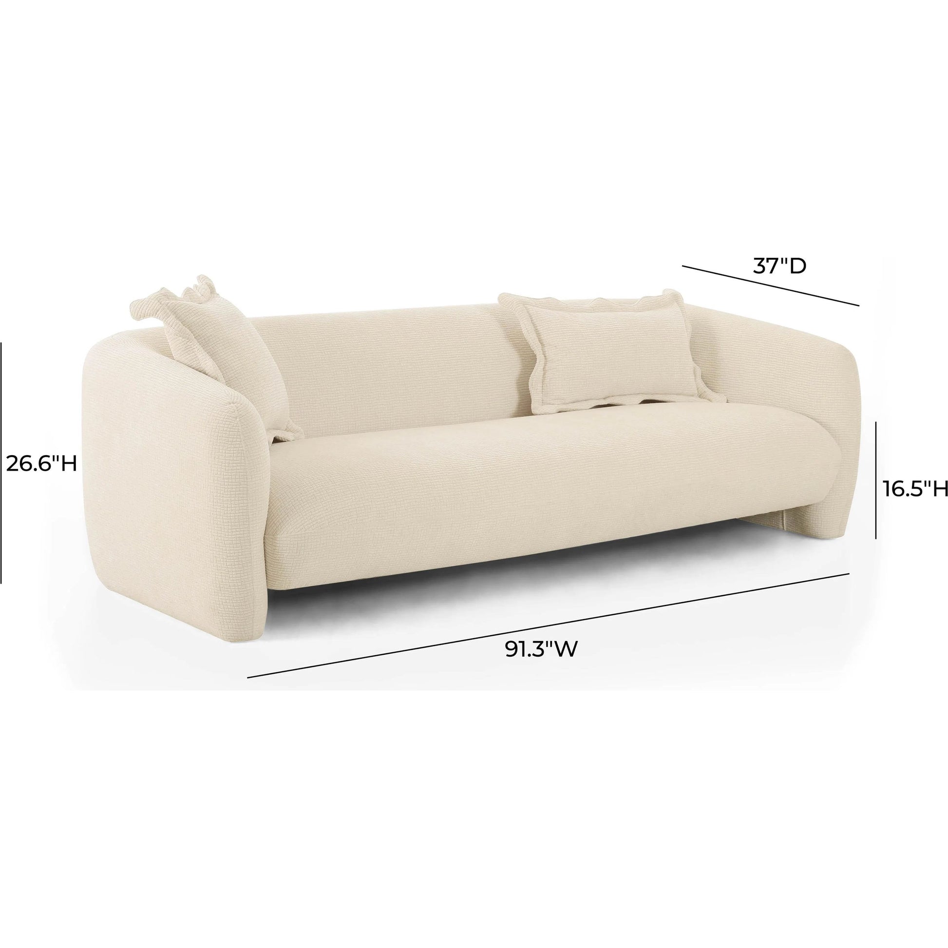 Lou Textured Fabric Sofa by TOV Furniture in sandstone. Made from fabric, plywood in a transitional style.