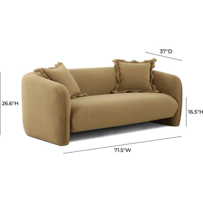Lou Performance Velvet Loveseat by TOV Furniture in cafe au lait. Made from plywood, velvet in a transitional style.