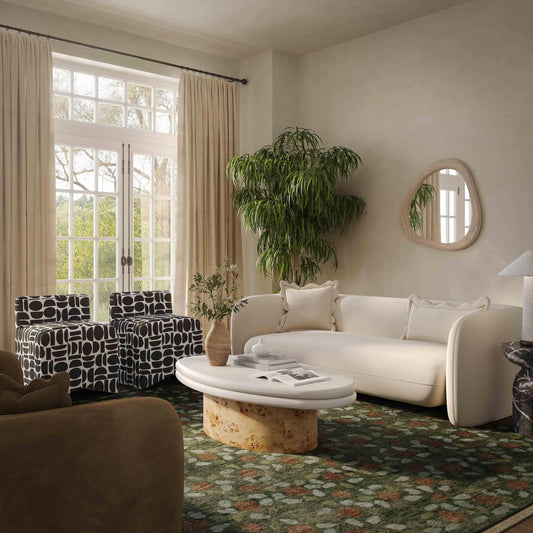 Lou Textured Fabric Loveseat by TOV Furniture in sandstone. Made from fabric, plywood in a unique style.