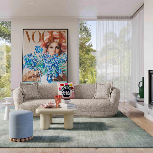 Marion Textured Boucle Loveseat by TOV Furniture in two-tone. Made from boucle, plywood in a unique style.