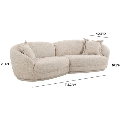 Marion Textured Boucle 4 Person Sectional by TOV Furniture in two-tone. Made from boucle, plywood in a transitional style.