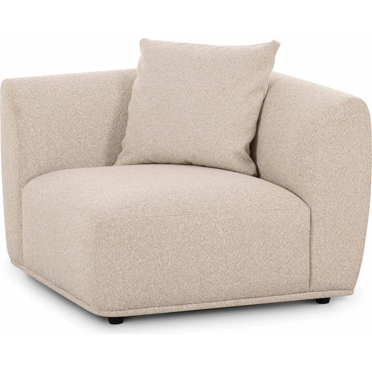 Sylvie Boucle Corner Chair by TOV Furniture in cream. Made from boucle, plywood in a unique style.