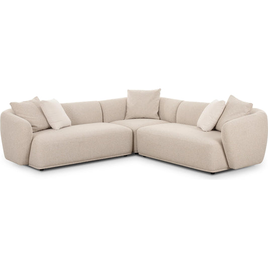 Sylvie Boucle 3-Piece Sectional by TOV Furniture in cream. Made from boucle, plywood in a unique style.