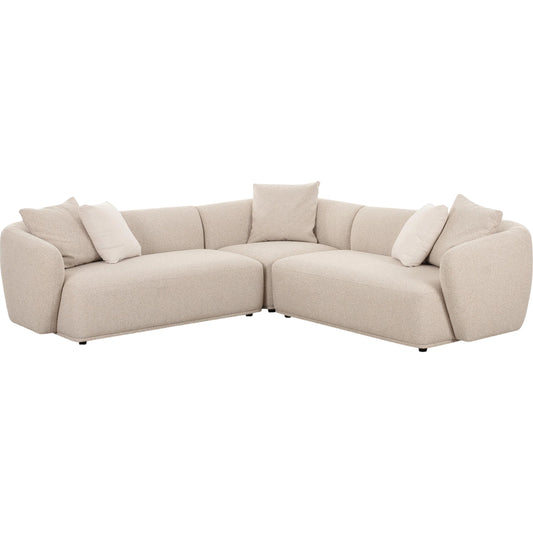 Sylvie Boucle 3-Piece Sectional by TOV Furniture in cream. Made from boucle, plywood in a transitional style.