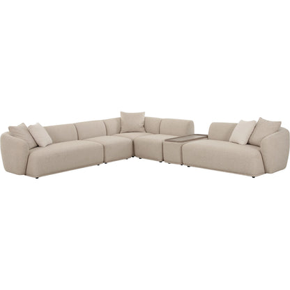 Sylvie Boucle 6-Piece Sectional by TOV Furniture in cream. Made from boucle, mdf, plywood in a transitional style.