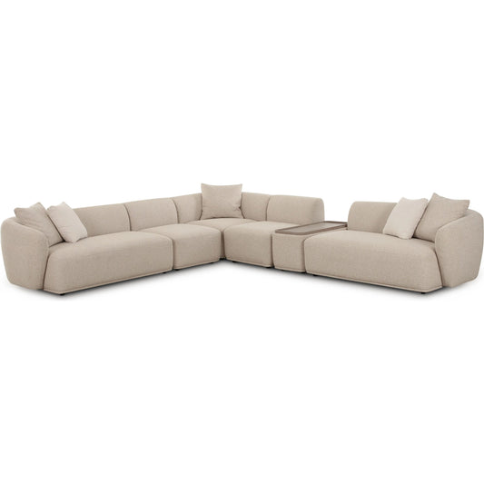 Sylvie Boucle 6-Piece Sectional by TOV Furniture in cream. Made from boucle, mdf, plywood in a unique style.