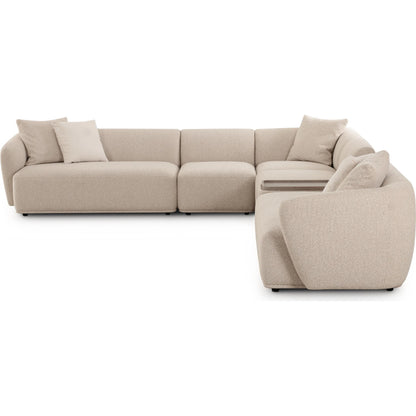 Sylvie Boucle 6-Piece Sectional by TOV Furniture in cream. Made from boucle, mdf, plywood in a transitional style.