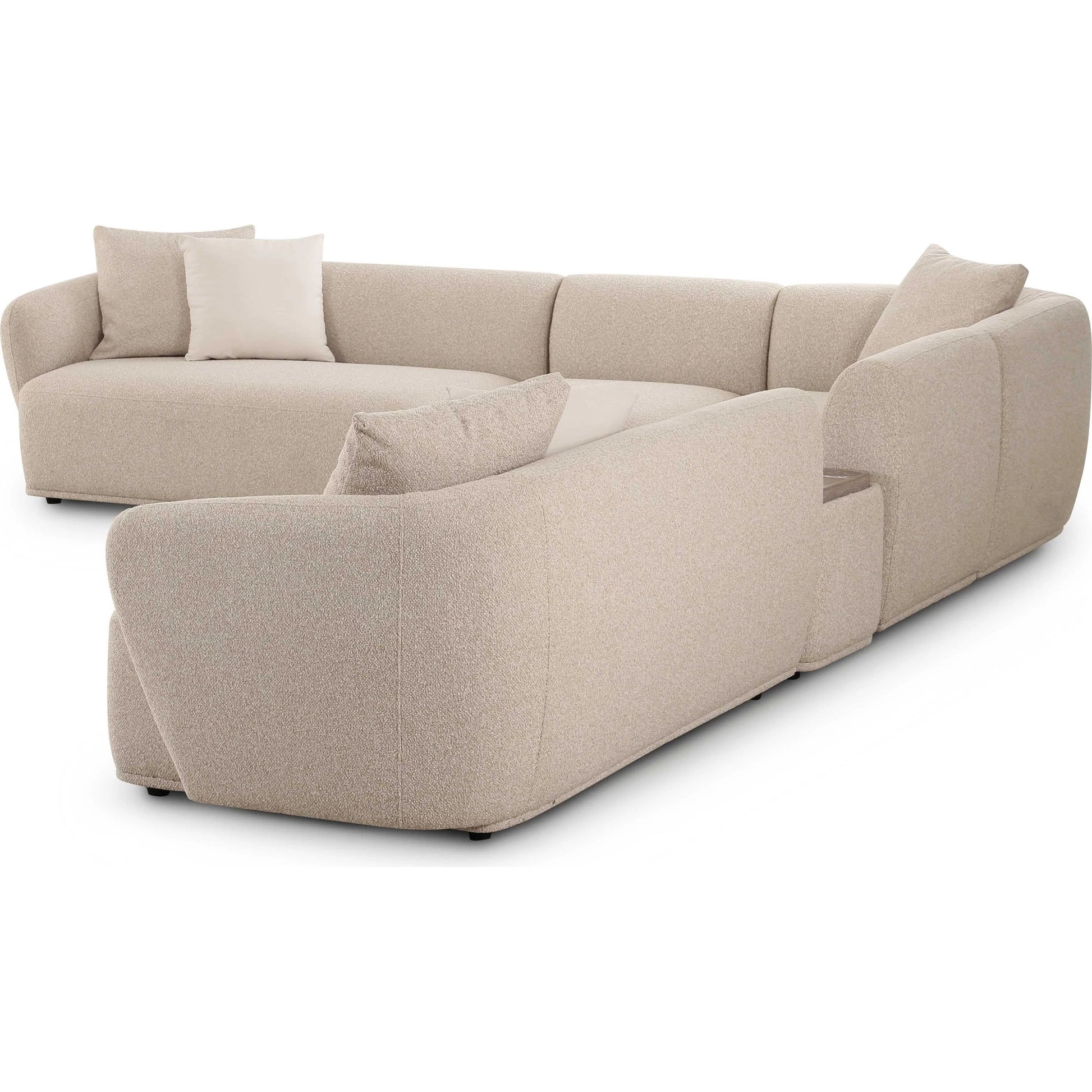 Sylvie Boucle 6-Piece Sectional by TOV Furniture in cream. Made from boucle, mdf, plywood in a transitional style.