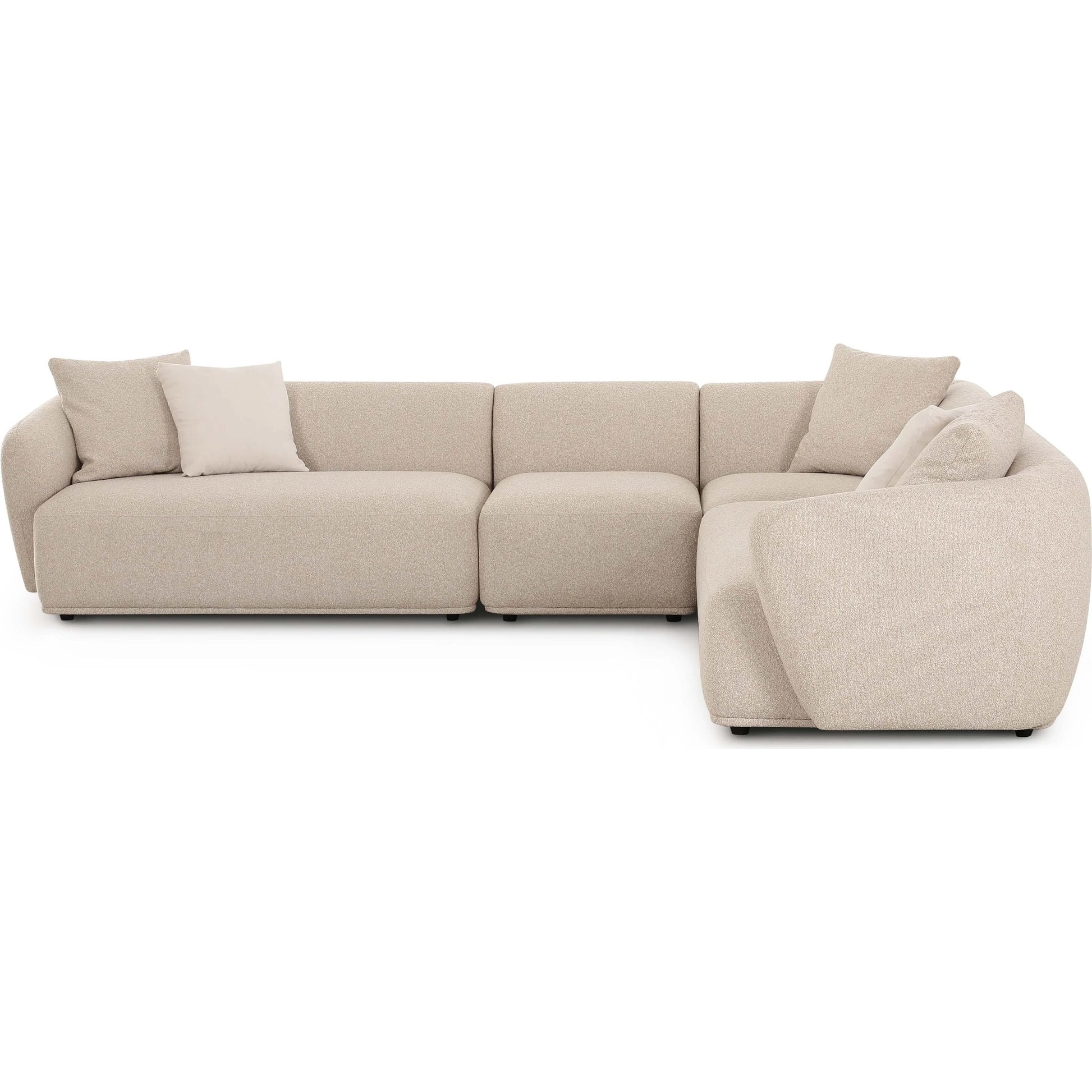 Sylvie Boucle 4-Piece Sectional by TOV Furniture in cream. Made from boucle, mdf, plywood in a transitional style.