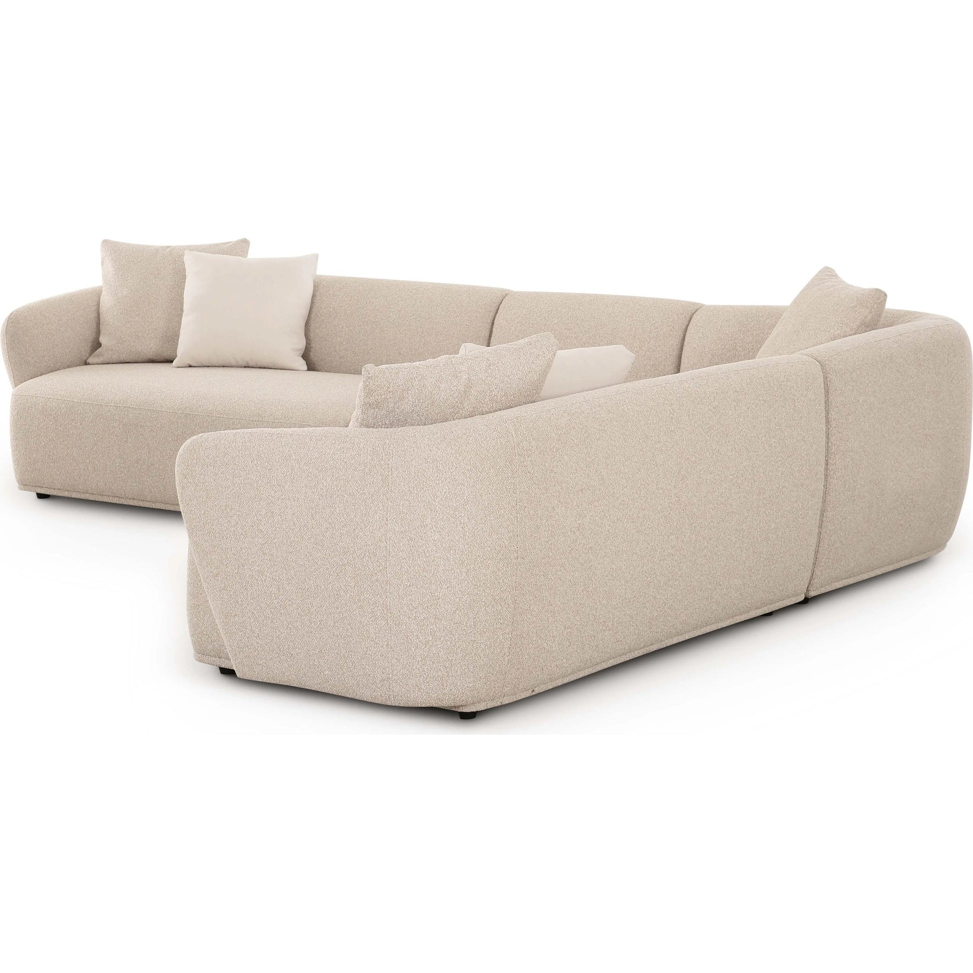 Sylvie Boucle 4-Piece Sectional by TOV Furniture in cream. Made from boucle, mdf, plywood in a transitional style.