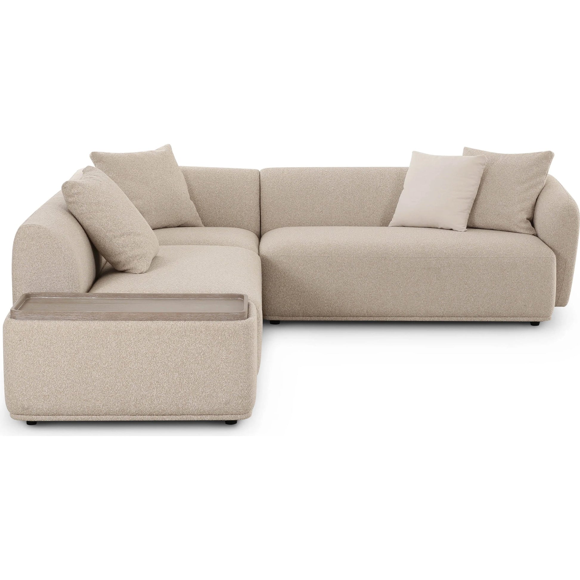 Sylvie Boucle 4-Piece Left Chaise Sectional by TOV Furniture in cream. Made from boucle, mdf, plywood in a transitional style.