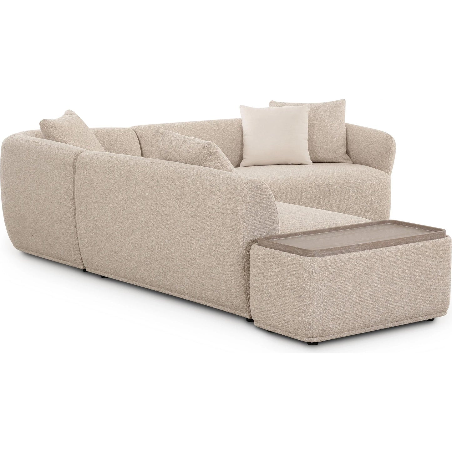 008 SI-2321016 | Additional Silo | Sylvie Boucle 4-Piece Left Chaise Sectional by TOV Furniture in cream. Made from boucle, mdf, plywood in a transitional style.