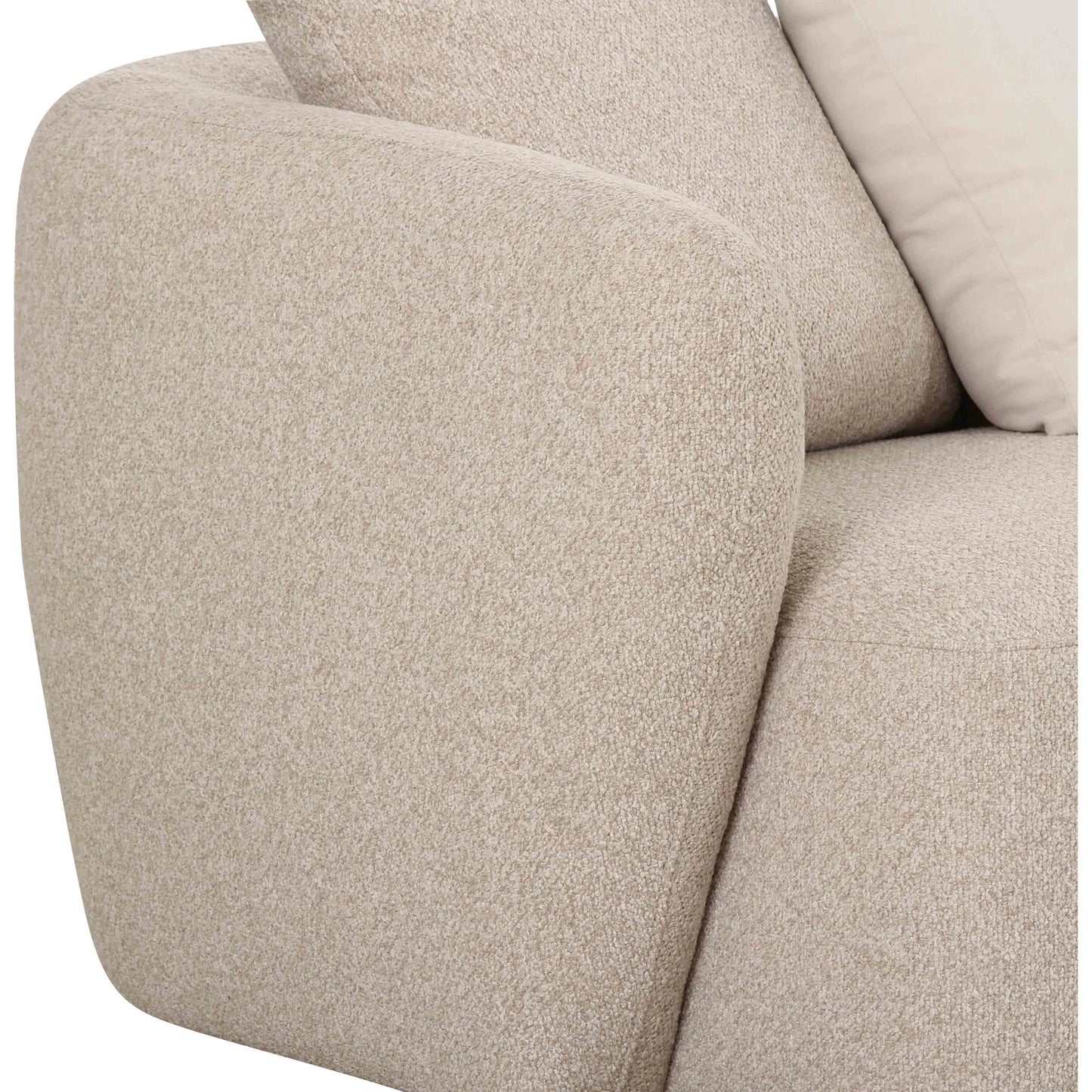 009 SI-2321016 | Closeup | Sylvie Boucle 4-Piece Left Chaise Sectional by TOV Furniture in cream. Made from boucle, mdf, plywood in a transitional style.