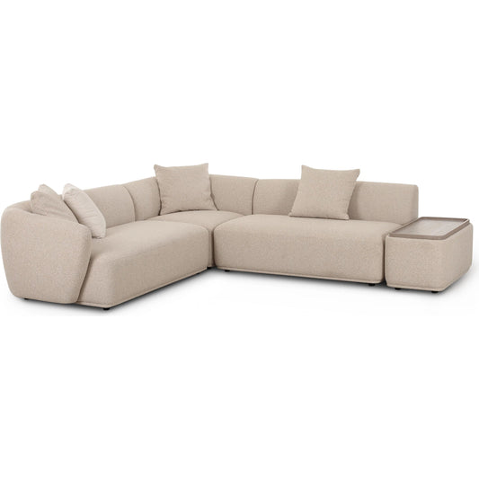 Sylvie Boucle 4-Piece Left Chaise Sectional by TOV Furniture in cream. Made from boucle, mdf, plywood in a unique style.