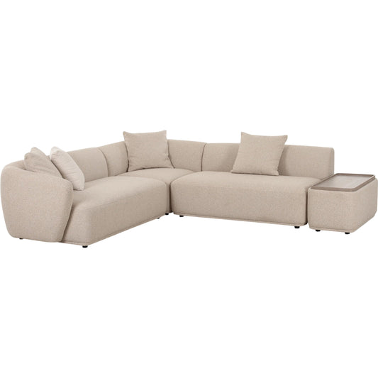 Sylvie Boucle 4-Piece Left Chaise Sectional by TOV Furniture in cream. Made from boucle, mdf, plywood in a transitional style.
