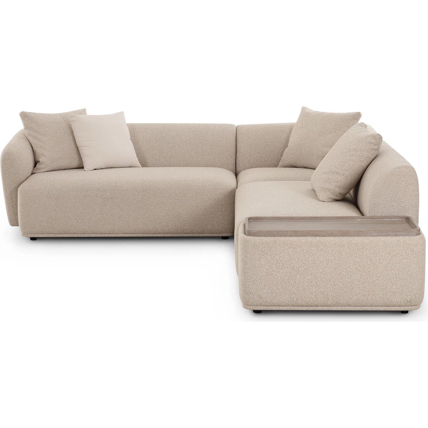007 SI-2321017 | Additional Silo | Sylvie Boucle 4-Piece Right Chaise Sectional by TOV Furniture in cream. Made from boucle, mdf, plywood in a transitional style.