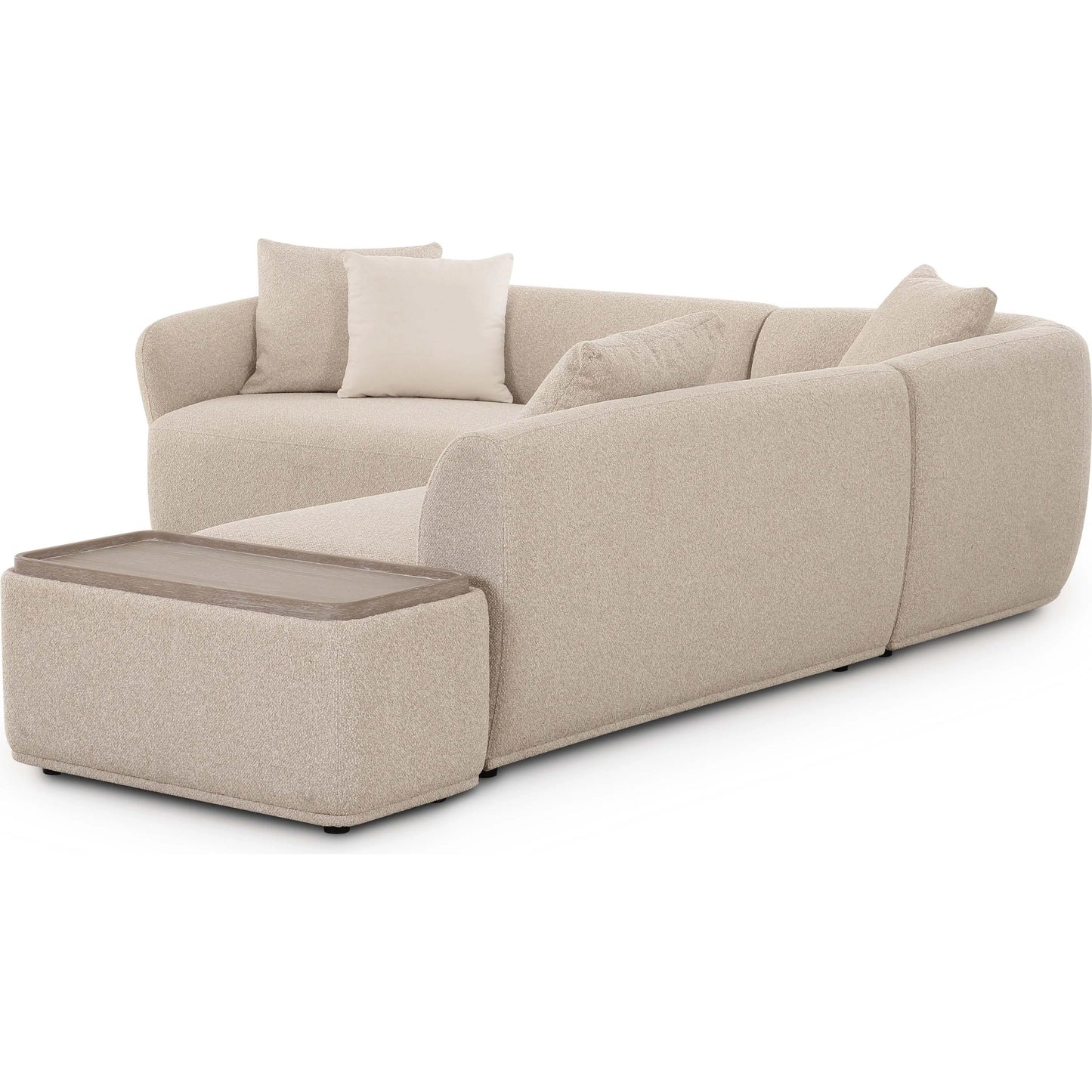 008 SI-2321017 | Additional Silo | Sylvie Boucle 4-Piece Right Chaise Sectional by TOV Furniture in cream. Made from boucle, mdf, plywood in a transitional style.