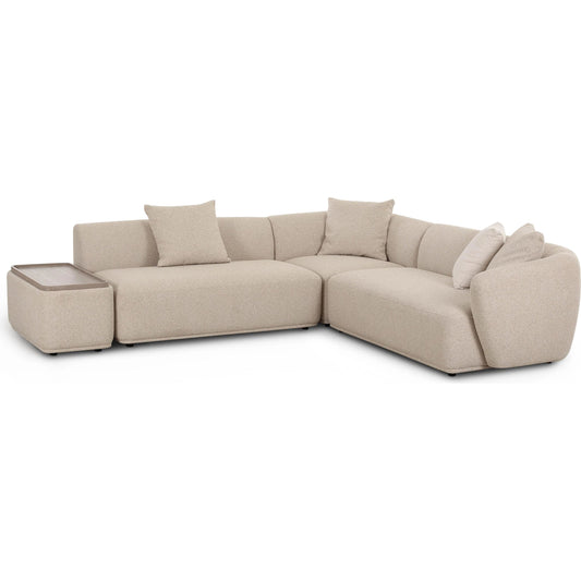 Sylvie Boucle 4-Piece Right Chaise Sectional by TOV Furniture in cream. Made from boucle, mdf, plywood in a unique style.