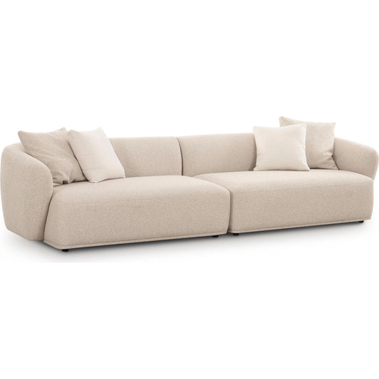 Sylvie Boucle 4-Seater Sofa by TOV Furniture in cream. Made from boucle, plywood in a unique style.
