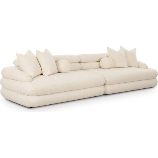 Lulu Boucle Modular Sofa by TOV Furniture in cream. Made from boucle, plywood in a unique style.