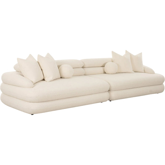 Lulu Boucle Modular Sofa by TOV Furniture in cream. Made from boucle, plywood in a transitional style.