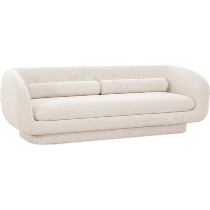 Simone Boucle Sofa by TOV Furniture in cream. Made from boucle, plywood in a transitional style.